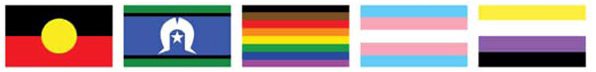 flags Aboriginal and Torres Strait Islander flags, and LGBTQIA+ flags